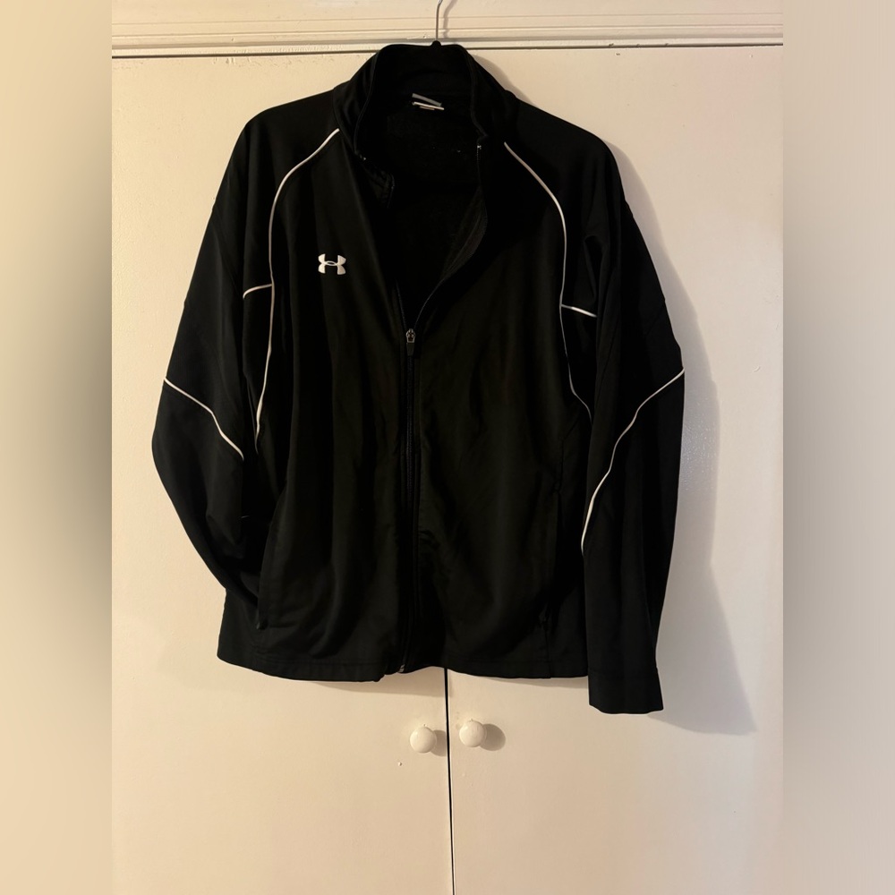 Nike, women’s small, black, zipper jacket, zipper pockets, no hood.